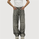 jeans elasticizzato wide leg leopard